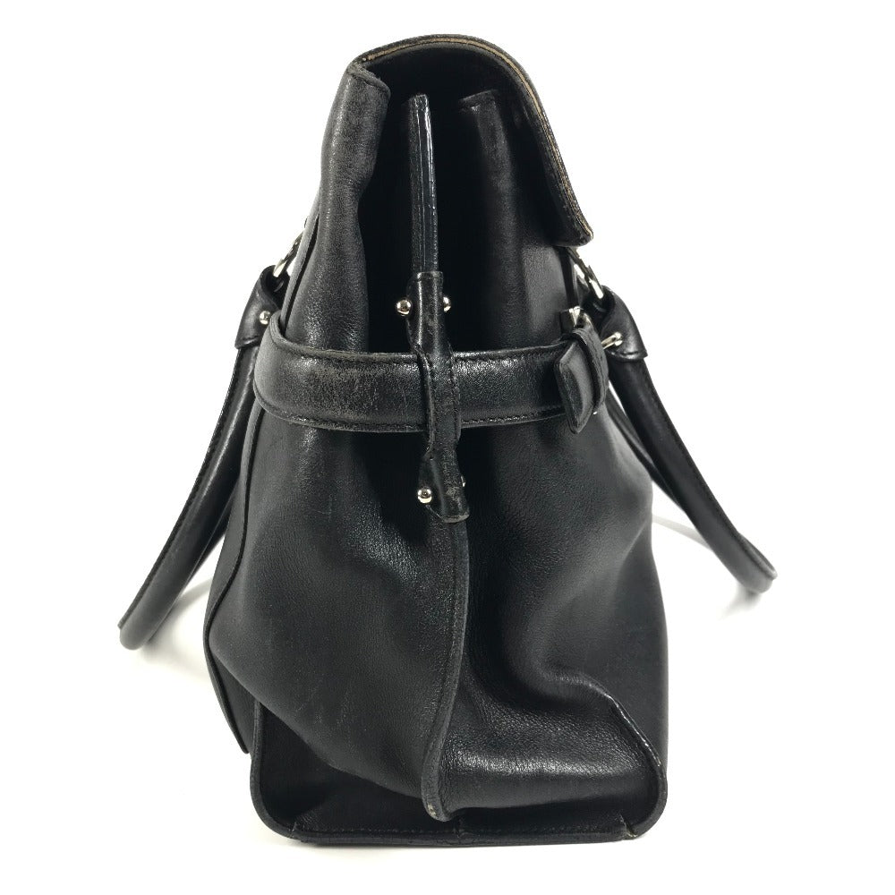Salvatore Ferragamo Gancini Logo Shoulder Bag Flap Tote Bag Business Bag Shoulder Bag Leather Unisex Black
