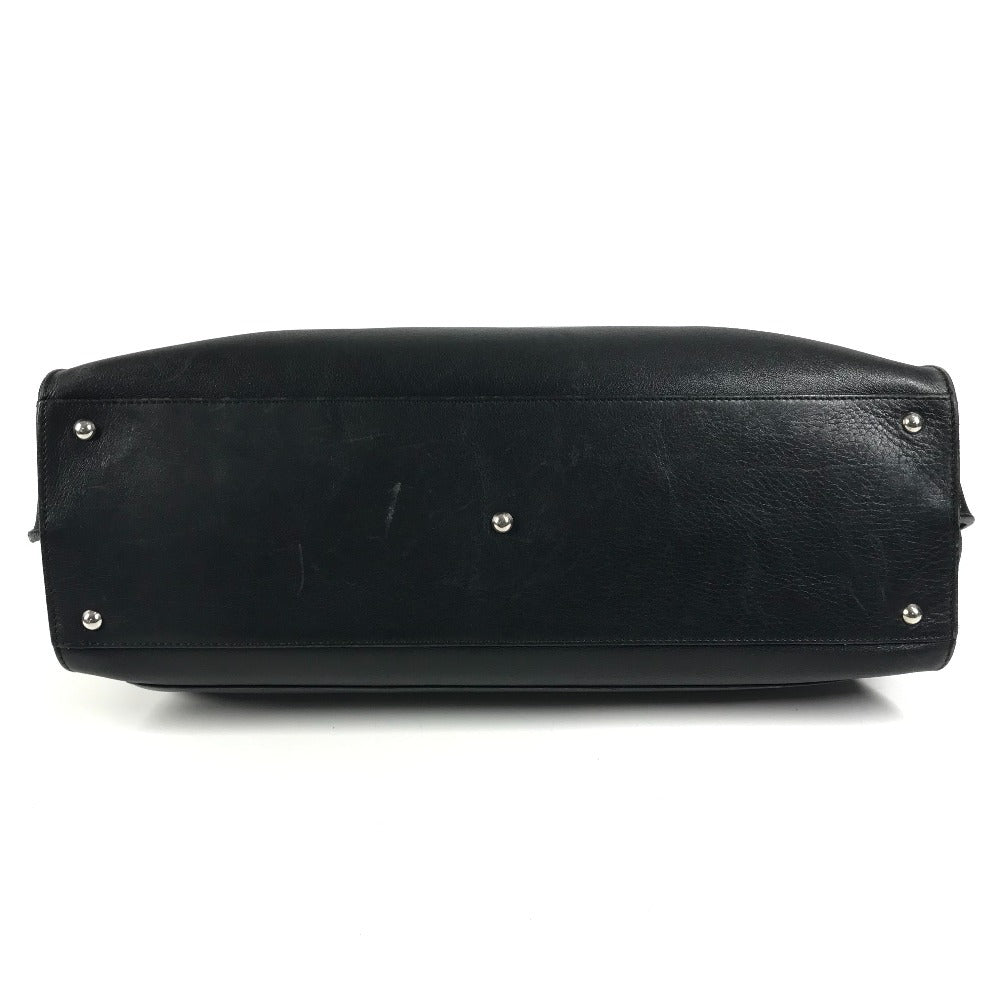 Salvatore Ferragamo Gancini Logo Shoulder Bag Flap Tote Bag Business Bag Shoulder Bag Leather Unisex Black