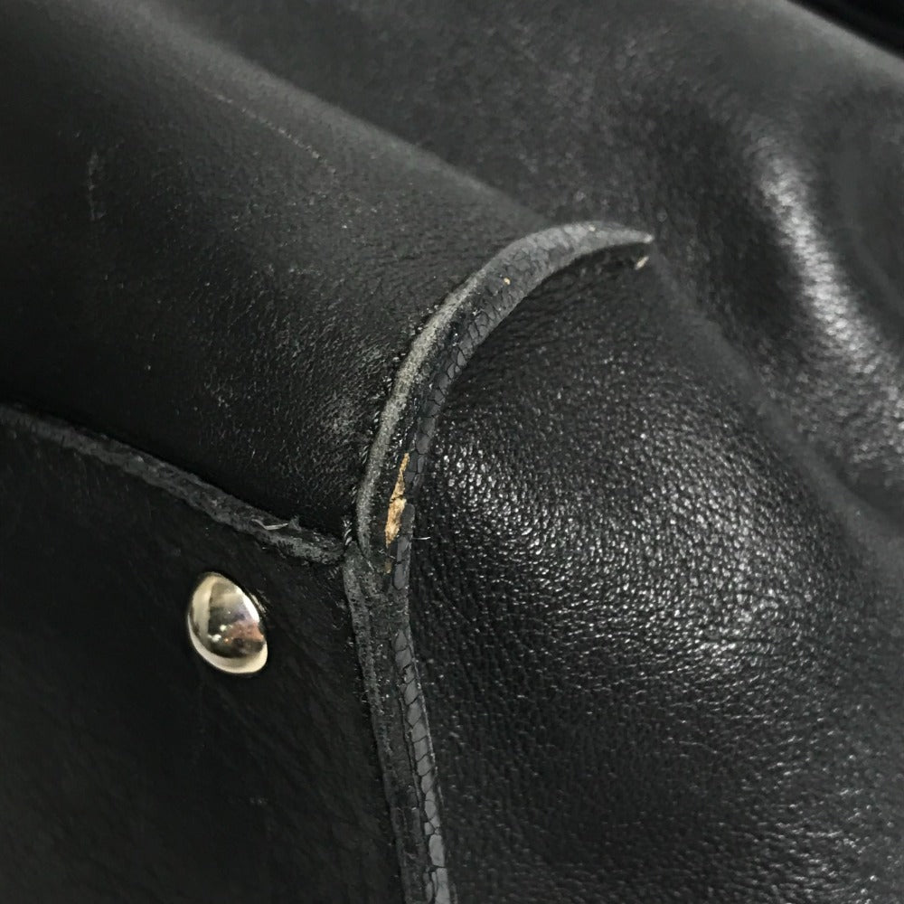 Salvatore Ferragamo Gancini Logo Shoulder Bag Flap Tote Bag Business Bag Shoulder Bag Leather Unisex Black