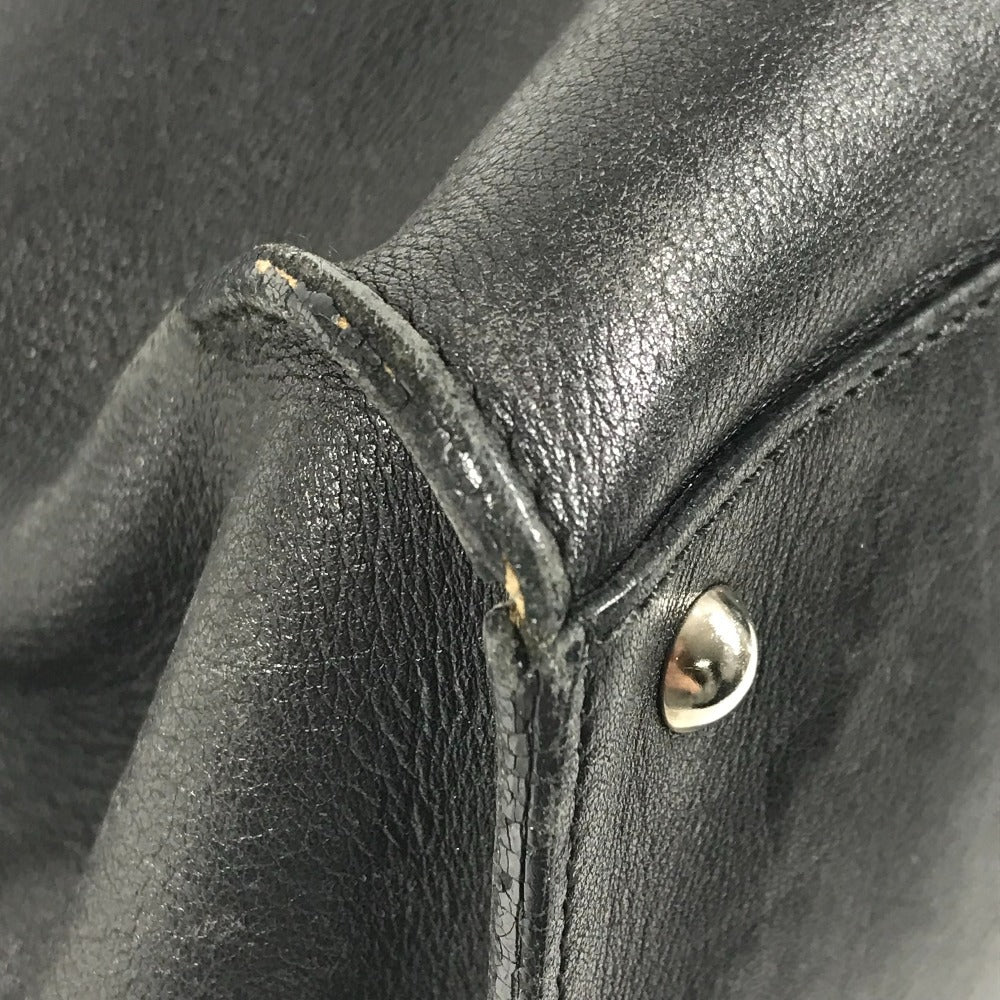 Salvatore Ferragamo Gancini Logo Shoulder Bag Flap Tote Bag Business Bag Shoulder Bag Leather Unisex Black