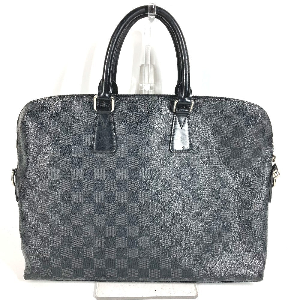 LOUIS VUITTON N48224 Damier Graphite Port Document Jour PDJ Bag Briefcase Handbag Document Bag Business Bag Damier Graphite Canvas Unisex Black