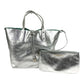 TIFFANY&Co. Pouch-Included Logo Reversible Bag Tote Bag Handbag Leather Unisex Silver