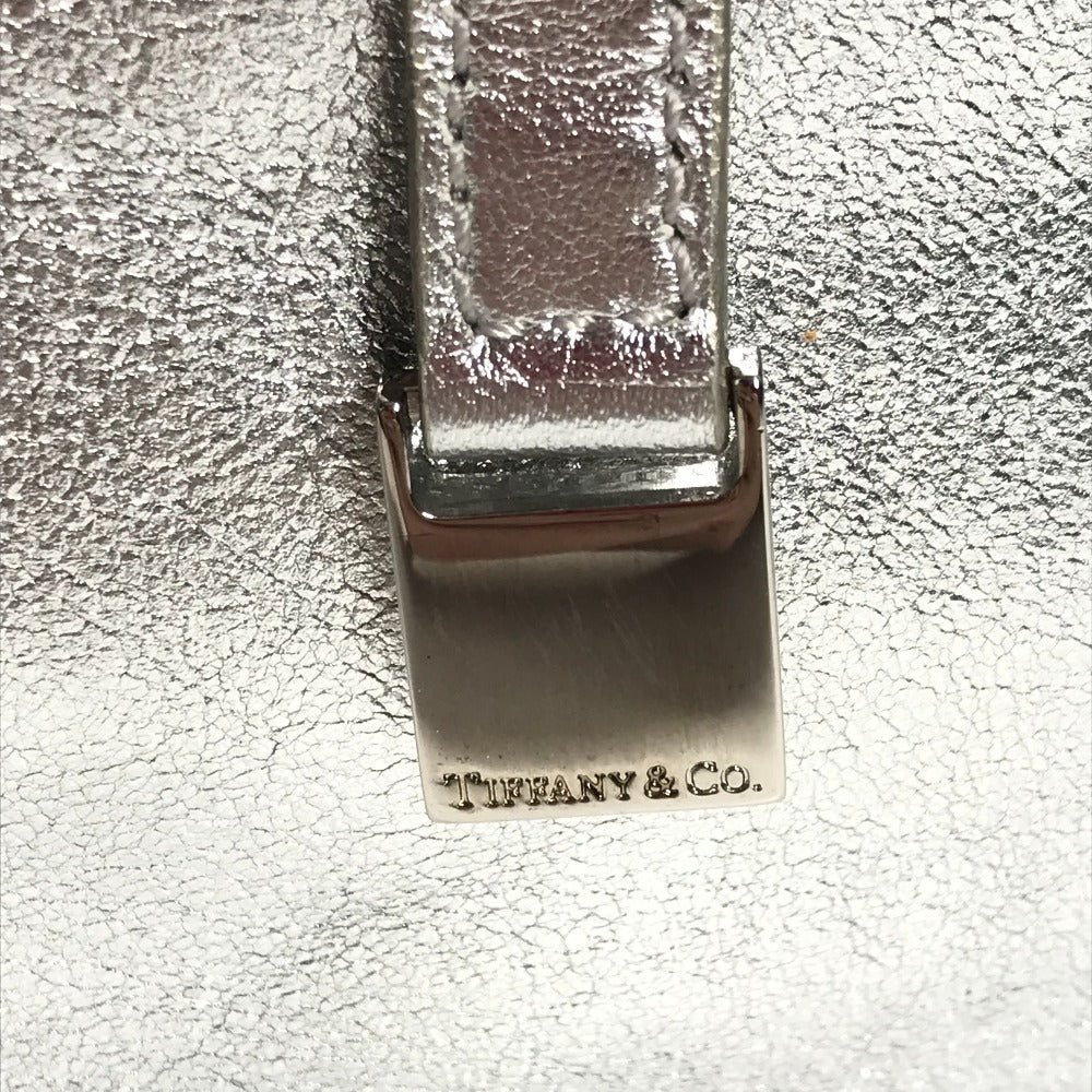 TIFFANY&Co. Pouch-Included Logo Reversible Bag Tote Bag Handbag Leather Unisex Silver