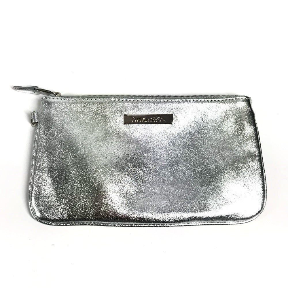 TIFFANY&Co. Pouch-Included Logo Reversible Bag Tote Bag Handbag Leather Unisex Silver