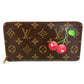 LOUIS VUITTON M95006 Monogram Cherry Porte-Monnaie Zip Long Wallet by Takashi Murakami, Round Zipper, Monogram Cherry Canvas, Women's, Brown