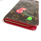 LOUIS VUITTON M95006 Monogram Cherry Porte-Monnaie Zip Long Wallet by Takashi Murakami, Round Zipper, Monogram Cherry Canvas, Women's, Brown