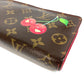 LOUIS VUITTON M95006 Monogram Cherry Porte-Monnaie Zip Long Wallet by Takashi Murakami, Round Zipper, Monogram Cherry Canvas, Women's, Brown