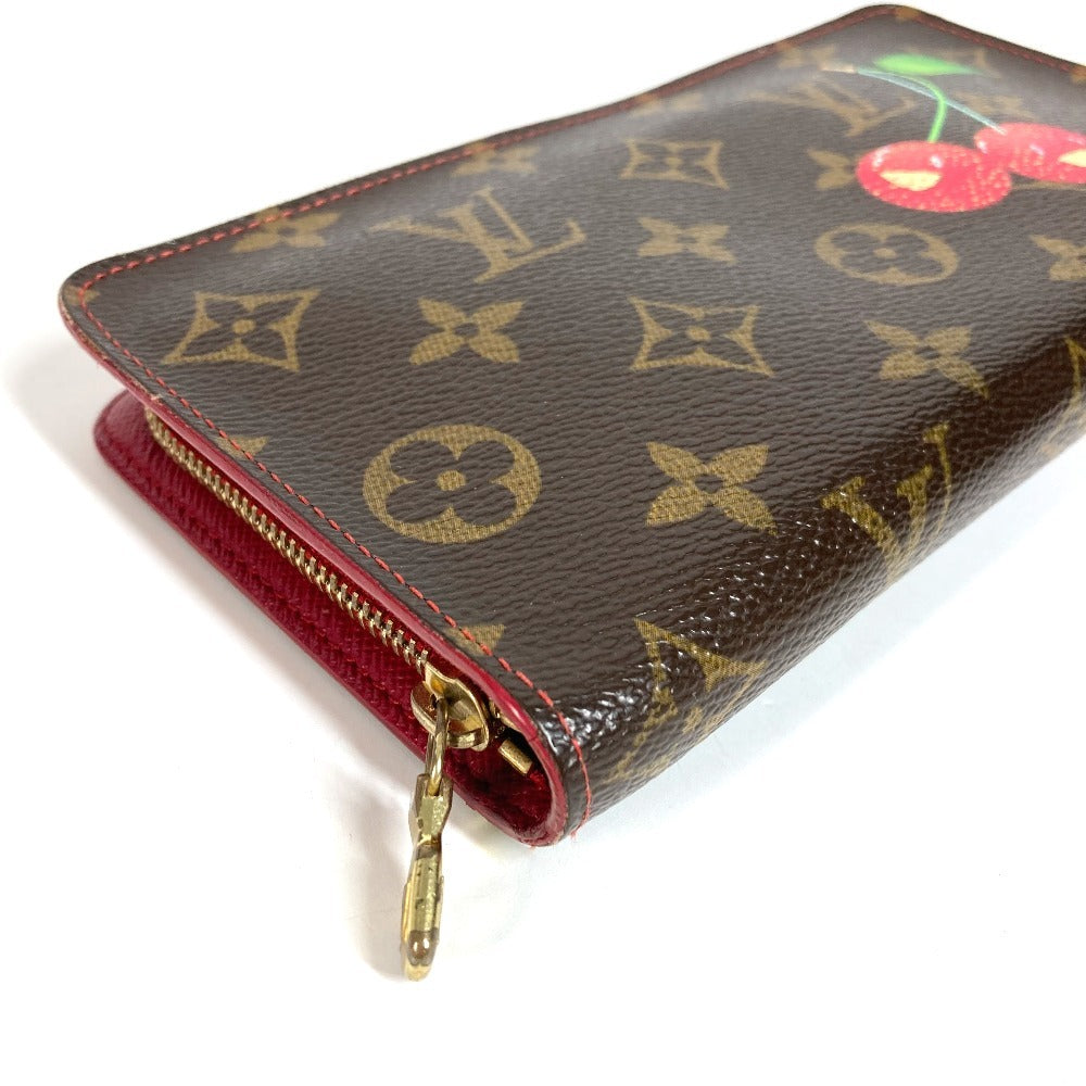 LOUIS VUITTON M95006 Monogram Cherry Porte-Monnaie Zip Long Wallet by Takashi Murakami, Round Zipper, Monogram Cherry Canvas, Women's, Brown