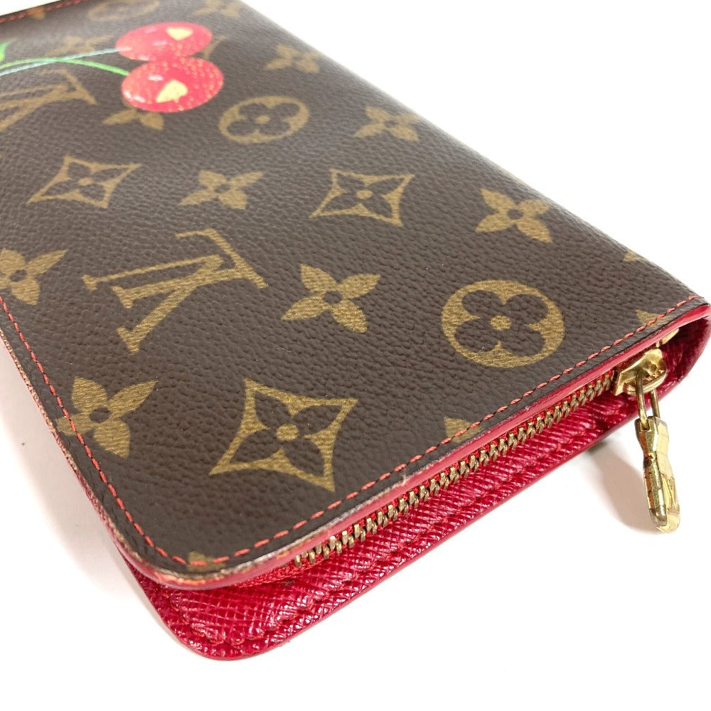 LOUIS VUITTON M95006 Monogram Cherry Porte-Monnaie Zip Long Wallet by Takashi Murakami, Round Zipper, Monogram Cherry Canvas, Women's, Brown