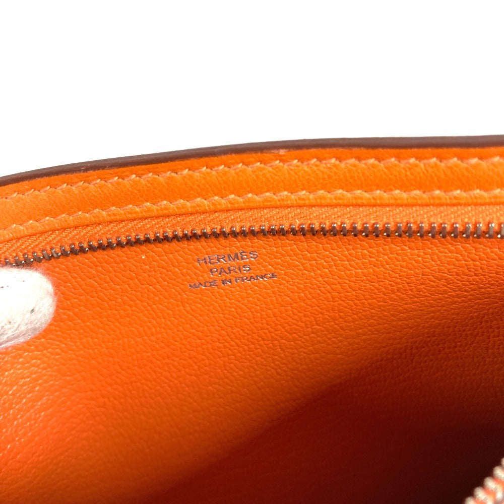 HERMES ジップザック Wジップ フラットポーチ カードケース 小銭入れ 財布 コインケース ポーチ シェーブル ユニセックス オレンジ