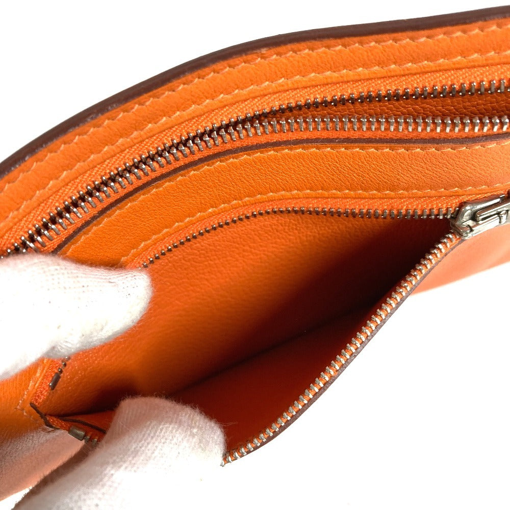 HERMES ジップザック Wジップ フラットポーチ カードケース 小銭入れ 財布 コインケース ポーチ シェーブル ユニセックス オレンジ
