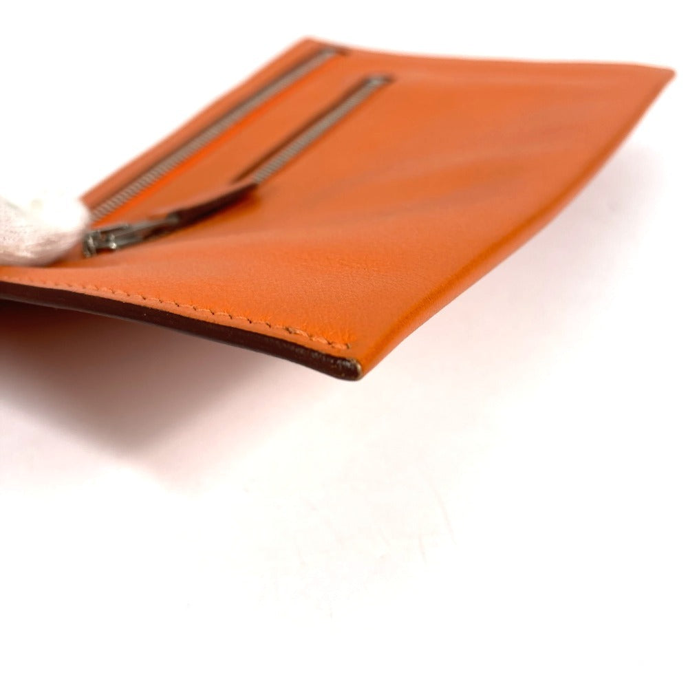 HERMES ジップザック Wジップ フラットポーチ カードケース 小銭入れ 財布 コインケース ポーチ シェーブル ユニセックス オレンジ