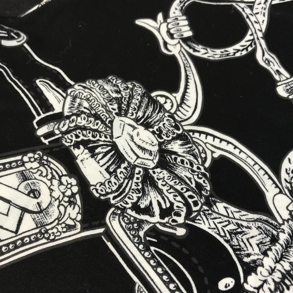 HERMES All-Over Logo Apparel Top Short Sleeve T-Shirt Cotton Women's Black