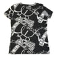 HERMES All-Over Logo Apparel Top Short Sleeve T-Shirt Cotton Women's Black