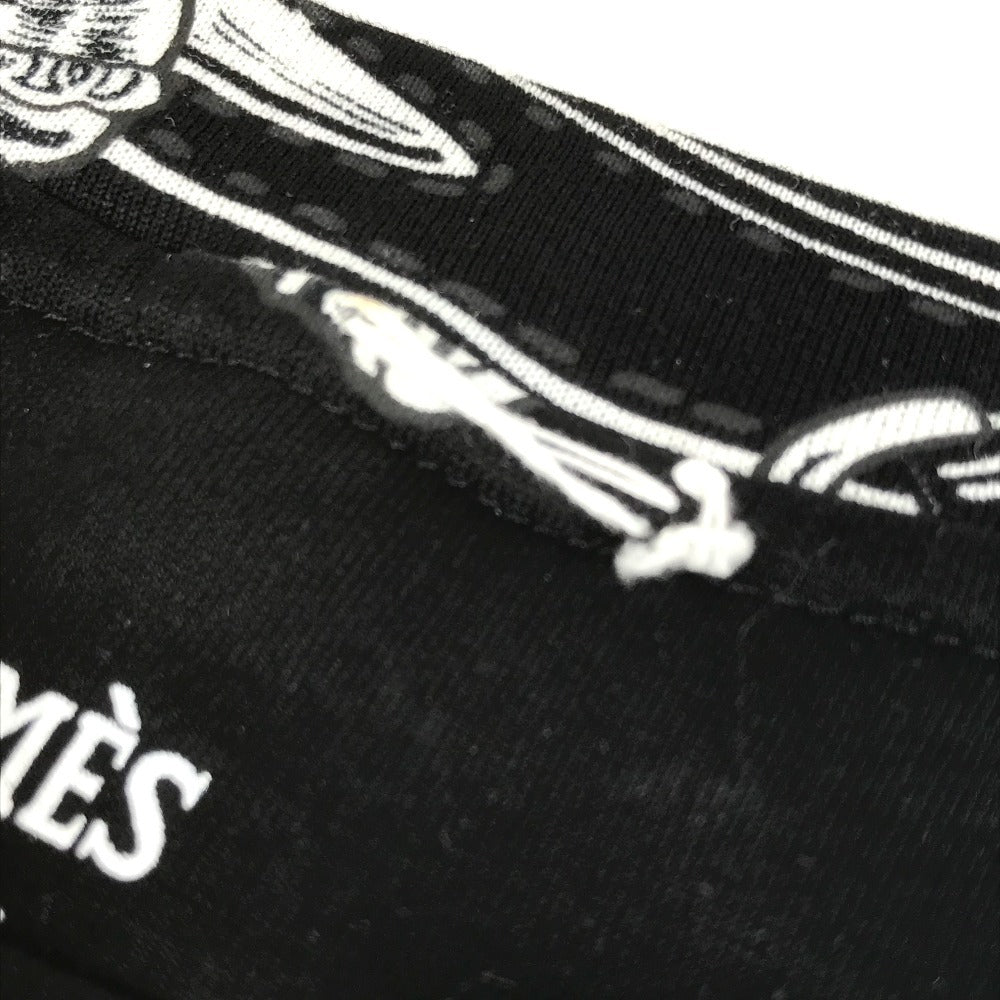 HERMES All-Over Logo Apparel Top Short Sleeve T-Shirt Cotton Women's Black