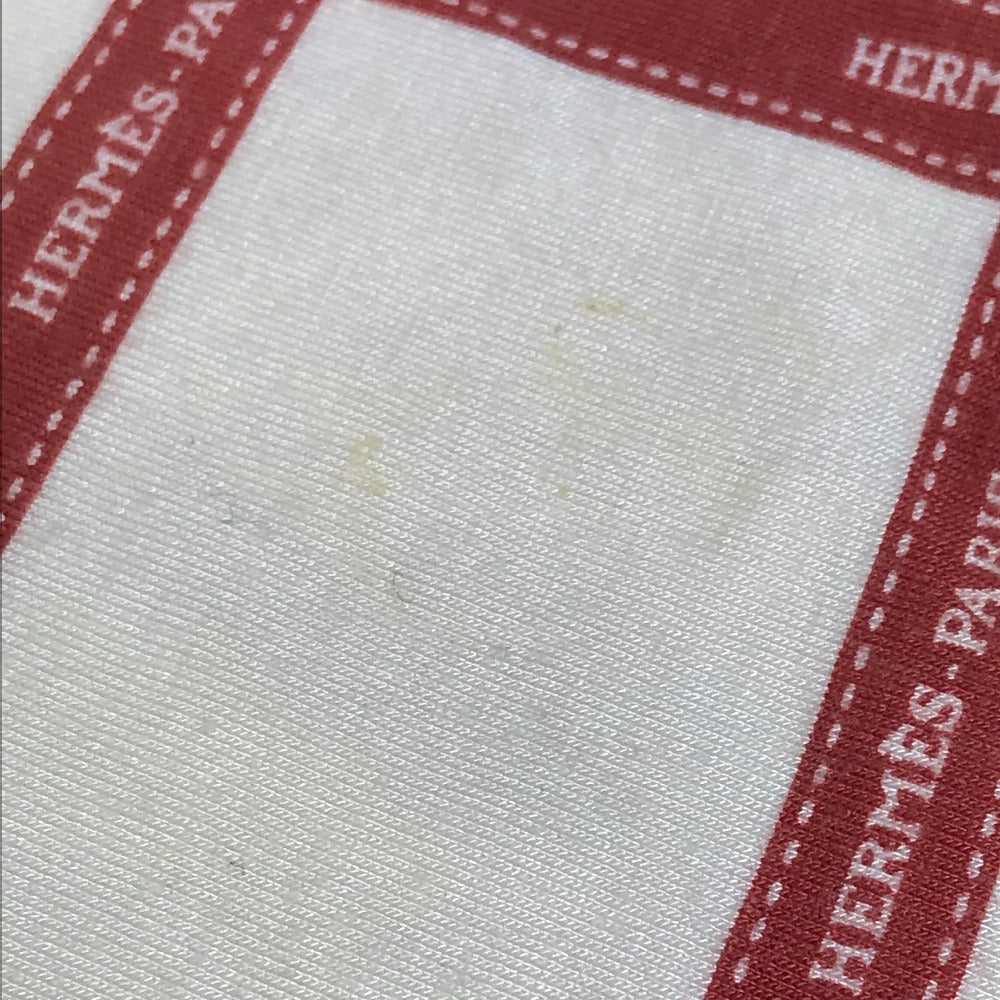 HERMES Allover Pattern Logo Bolduc Ribbon Apparel Top Three-Quarter Sleeve Other Top Rayon Women's Red