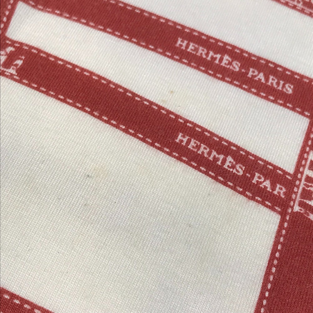 HERMES Allover Pattern Logo Bolduc Ribbon Apparel Top Three-Quarter Sleeve Other Top Rayon Women's Red