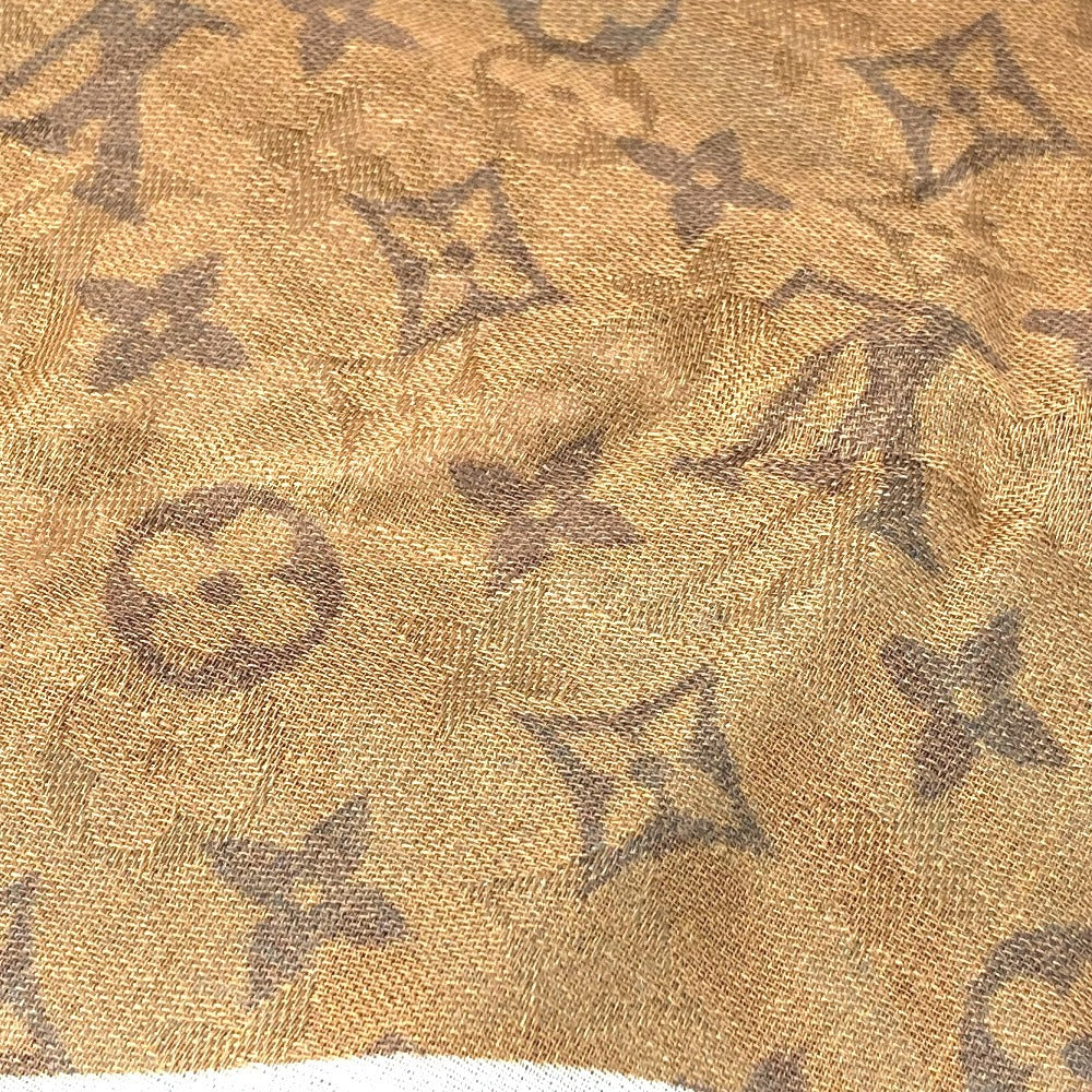 LOUIS VUITTON MP1941 Kansai Yamamoto Monogram Etole Kabuki Sticker Large Stole Shawl Silk Unisex Beige