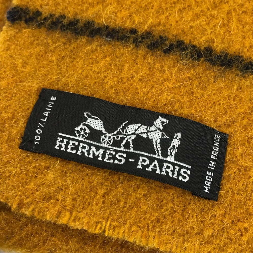 HERMES Rocabar Wool Scarf, Unisex, Yellow
