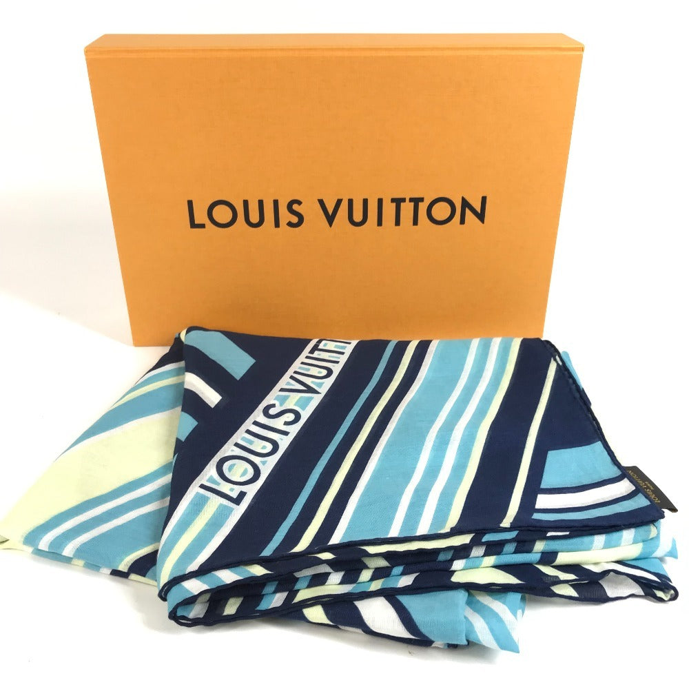 LOUIS VUITTON M75721 Large Shawl Logo Scarf Stole Cotton Unisex Blue