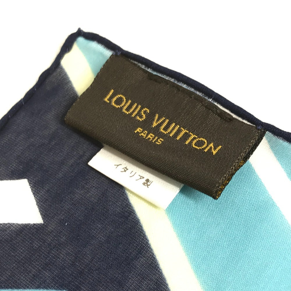 LOUIS VUITTON M75721 Large Shawl Logo Scarf Stole Cotton Unisex Blue