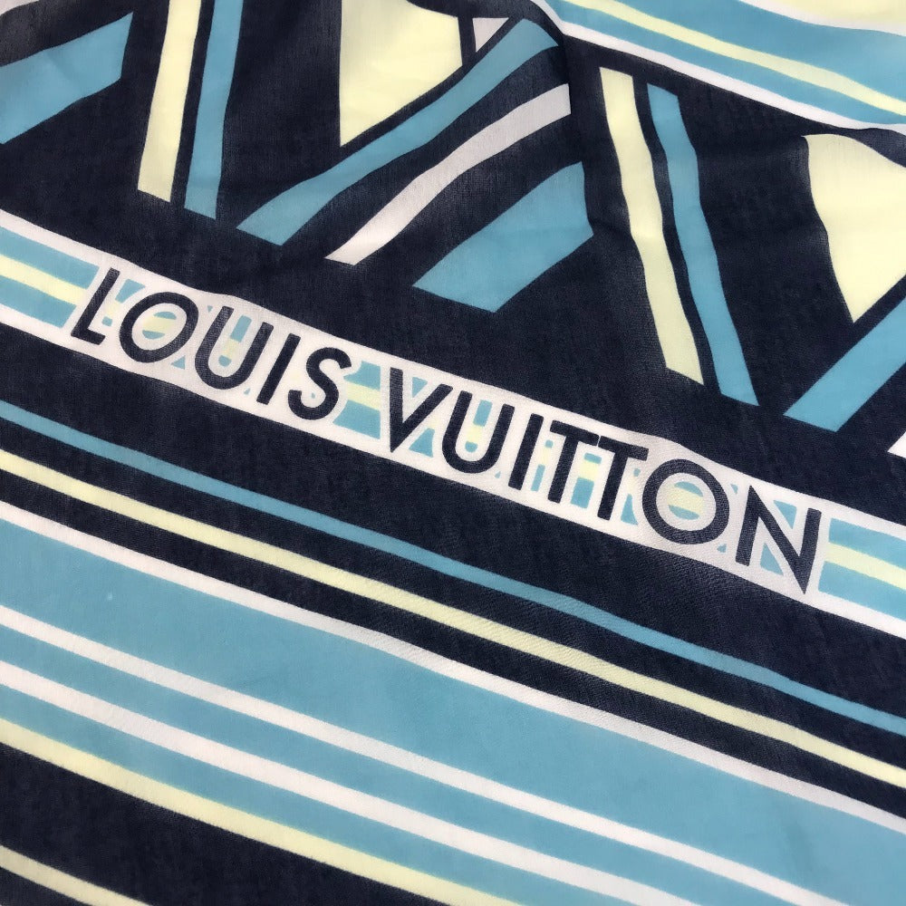 LOUIS VUITTON M75721 Large Shawl Logo Scarf Stole Cotton Unisex Blue