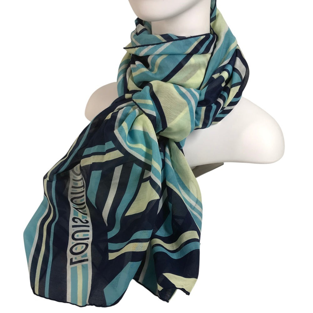 LOUIS VUITTON M75721 Large Shawl Logo Scarf Stole Cotton Unisex Blue