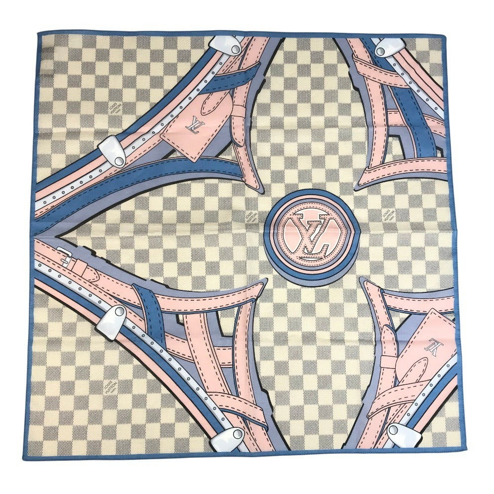 LOUIS VUITTON M73375 ダミエアズール スカーフ ハンカチ スカーフ コットン ユニセックス ホワイト
