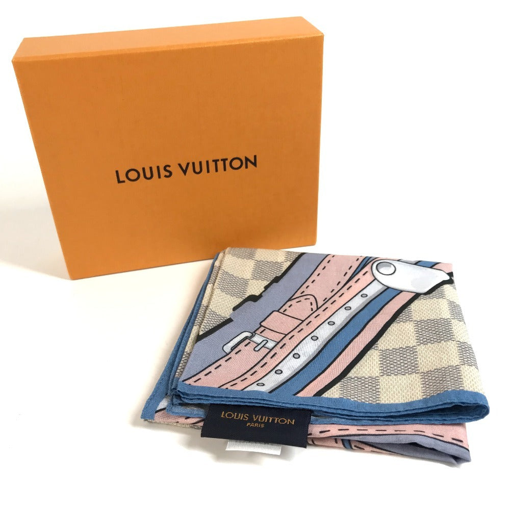 LOUIS VUITTON M73375 ダミエアズール スカーフ ハンカチ スカーフ コットン ユニセックス ホワイト