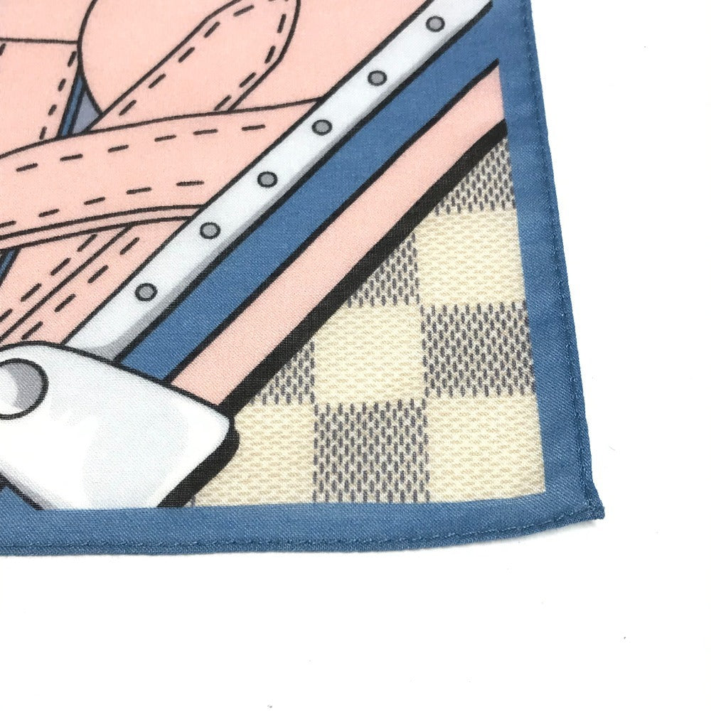 LOUIS VUITTON M73375 ダミエアズール スカーフ ハンカチ スカーフ コットン ユニセックス ホワイト