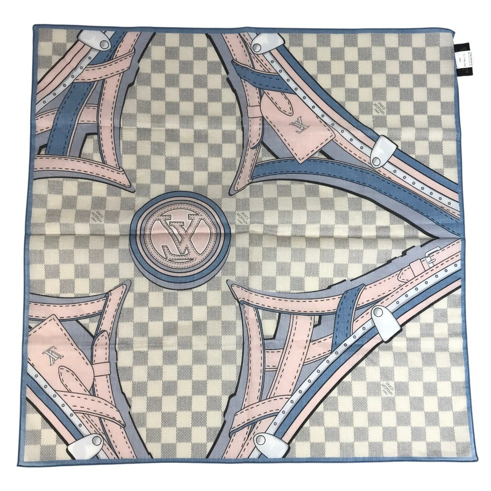 LOUIS VUITTON M73375 ダミエアズール スカーフ ハンカチ スカーフ コットン ユニセックス ホワイト