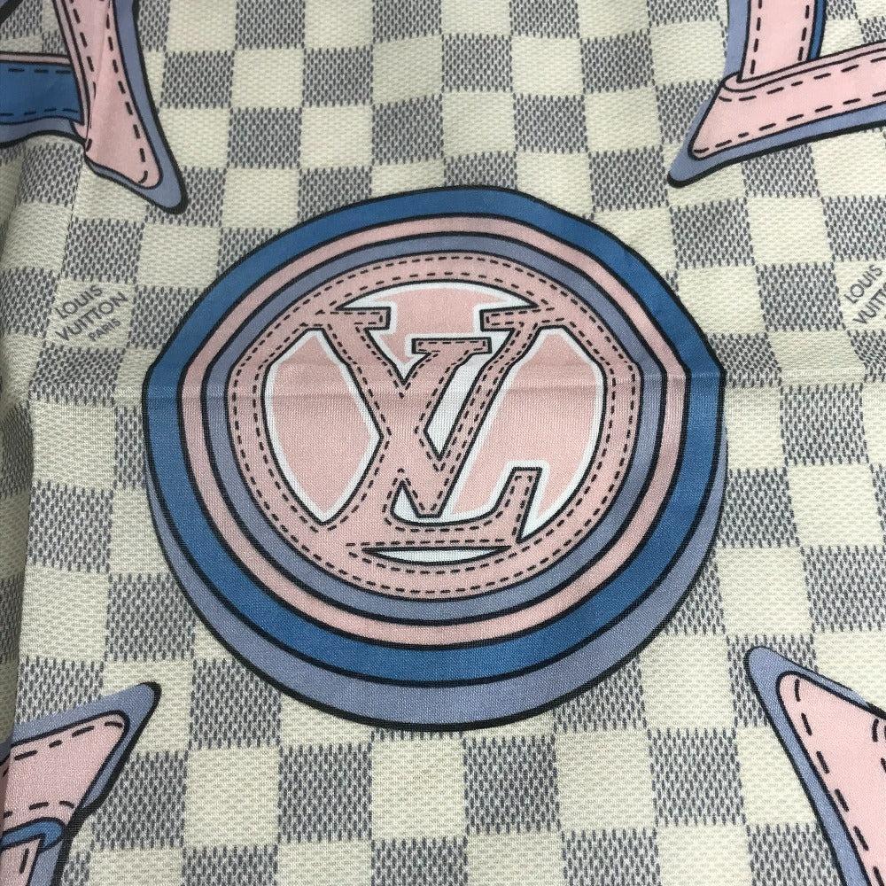 LOUIS VUITTON M73375 ダミエアズール スカーフ ハンカチ スカーフ コットン ユニセックス ホワイト