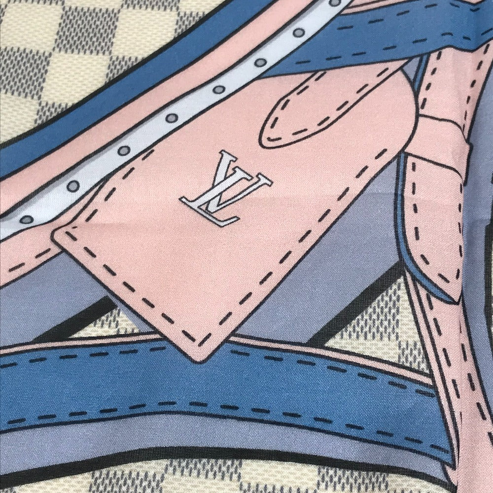 LOUIS VUITTON M73375 ダミエアズール スカーフ ハンカチ スカーフ コットン ユニセックス ホワイト