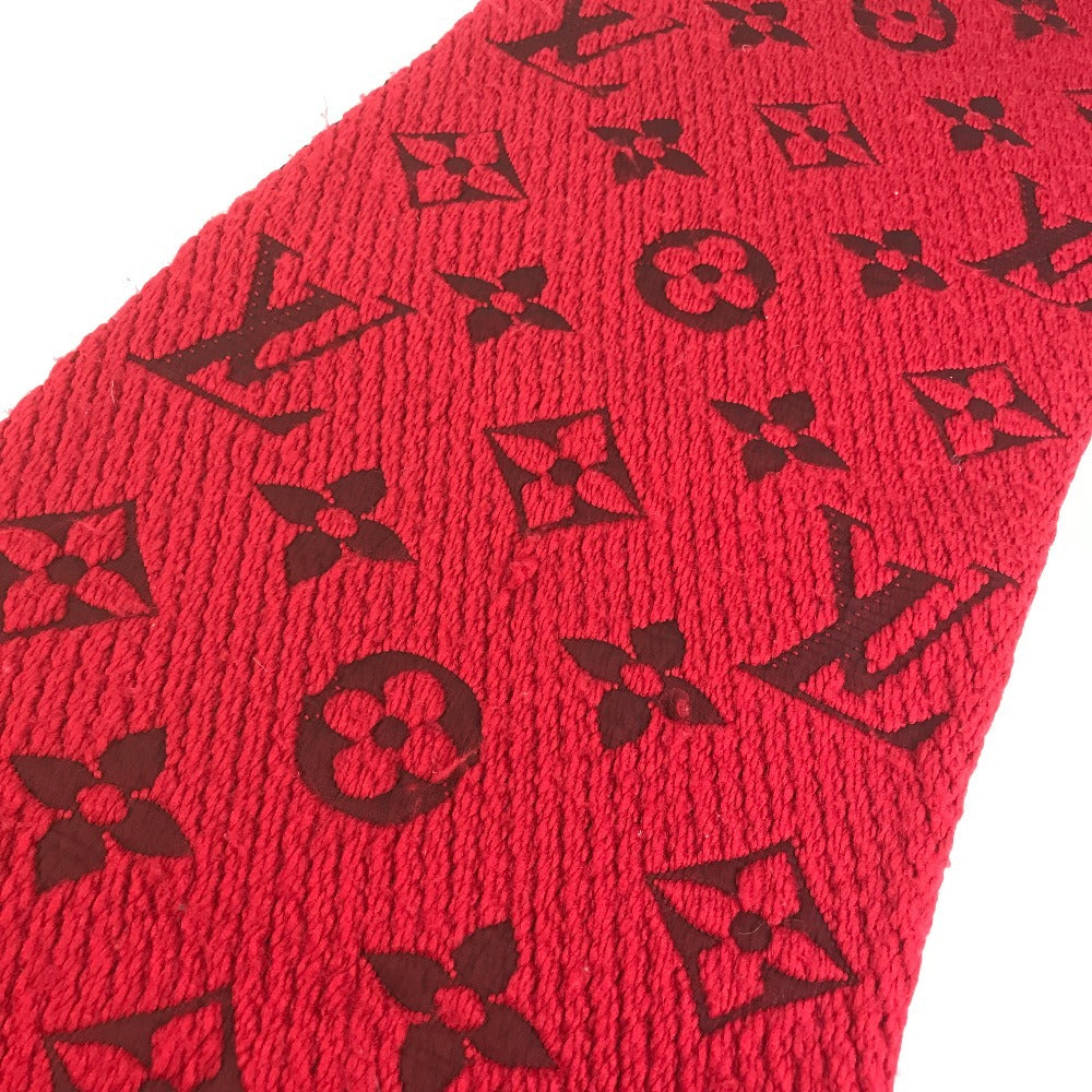 LOUIS VUITTON M72432 Echarpe Logo Mania Fringed Scarf Wool Unisex Red