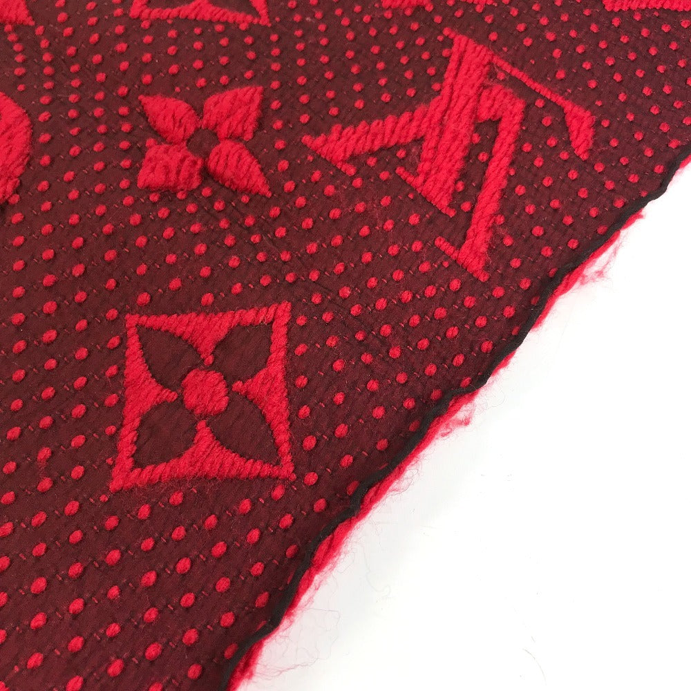 LOUIS VUITTON M72432 Echarpe Logo Mania Fringed Scarf Wool Unisex Red