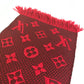 LOUIS VUITTON M72432 Echarpe Logo Mania Fringed Scarf Wool Unisex Red