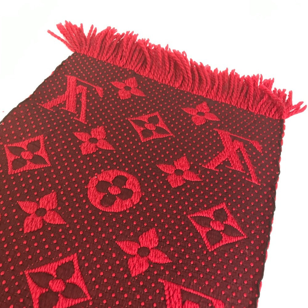 LOUIS VUITTON M72432 Echarpe Logo Mania Fringed Scarf Wool Unisex Red
