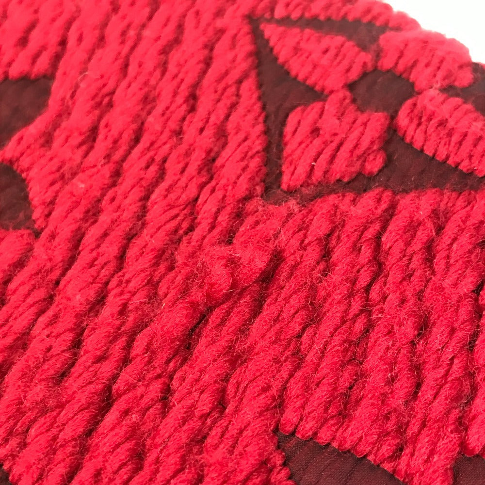 LOUIS VUITTON M72432 Echarpe Logo Mania Fringed Scarf Wool Unisex Red
