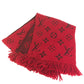 LOUIS VUITTON M72432 Echarpe Logo Mania Fringed Scarf Wool Unisex Red