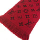 LOUIS VUITTON M72432 Echarpe Logo Mania Fringed Scarf Wool Unisex Red