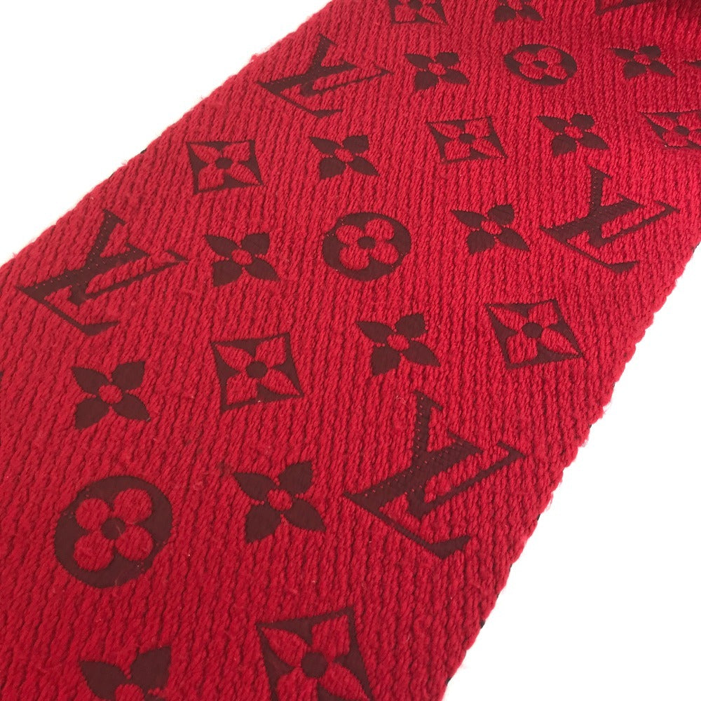 LOUIS VUITTON M72432 Echarpe Logo Mania Fringed Scarf Wool Unisex Red