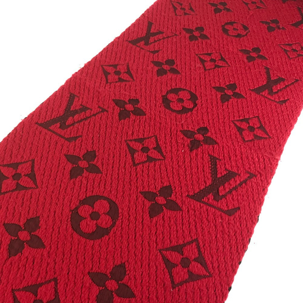 LOUIS VUITTON M72432 Echarpe Logo Mania Fringed Scarf Wool Unisex Red