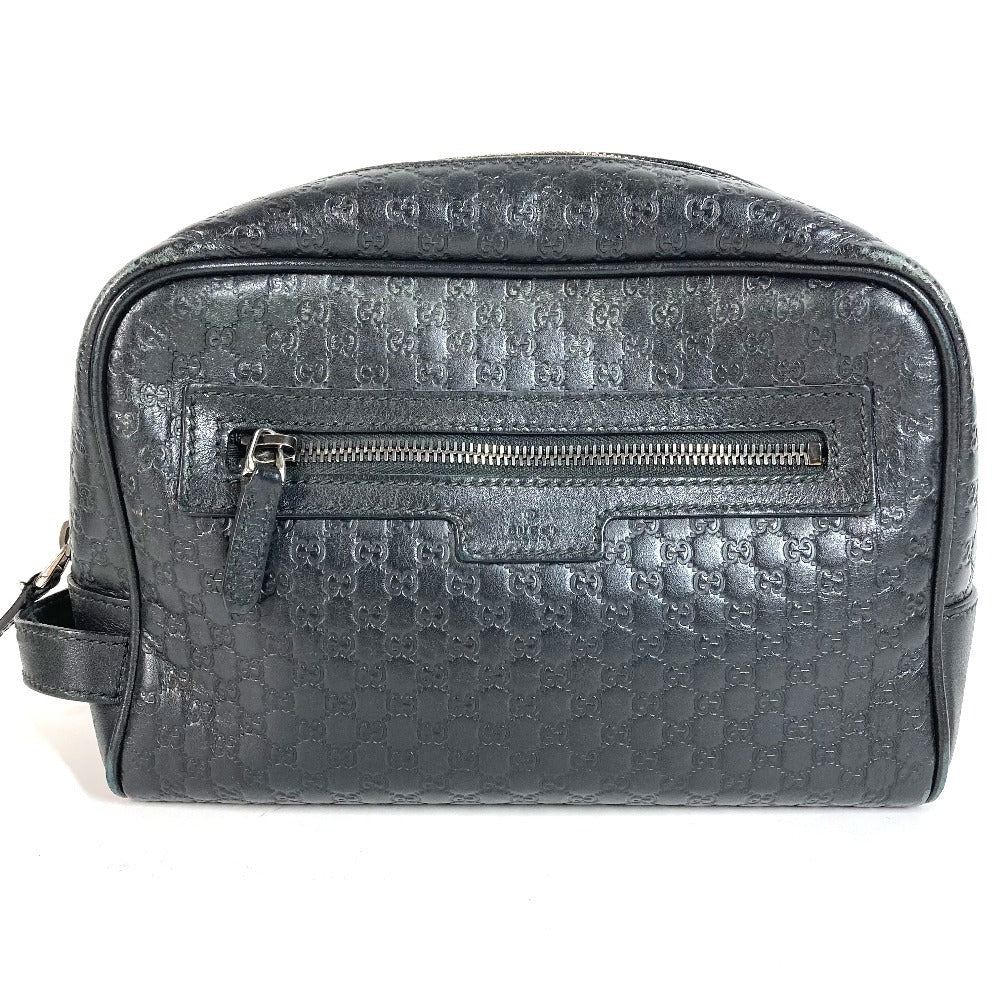 GUCCI 419775 Guccissima GG Logo Clutch Bag/Pouch with Handle/Second Bag/Shimmer Leather/Unisex Black