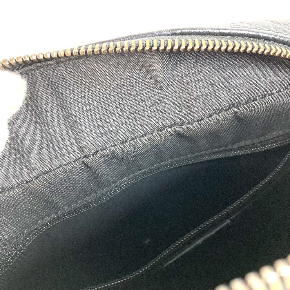 GUCCI 419775 Guccissima GG Logo Clutch Bag/Pouch with Handle/Second Bag/Shimmer Leather/Unisex Black