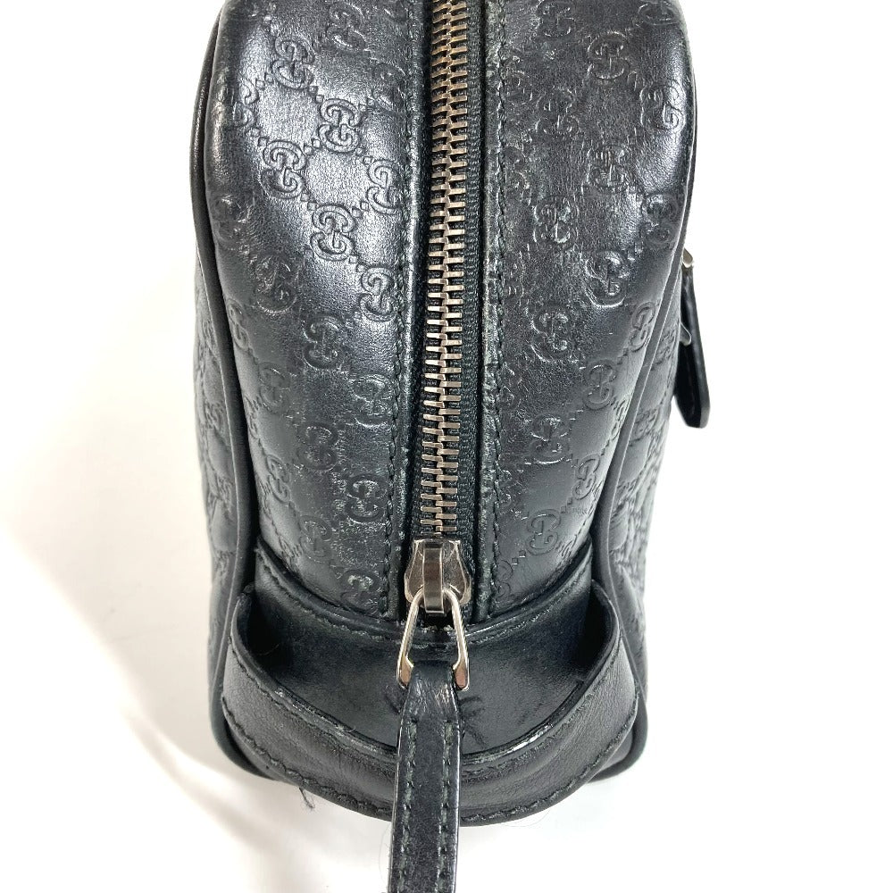 GUCCI 419775 Guccissima GG Logo Clutch Bag/Pouch with Handle/Second Bag/Shimmer Leather/Unisex Black