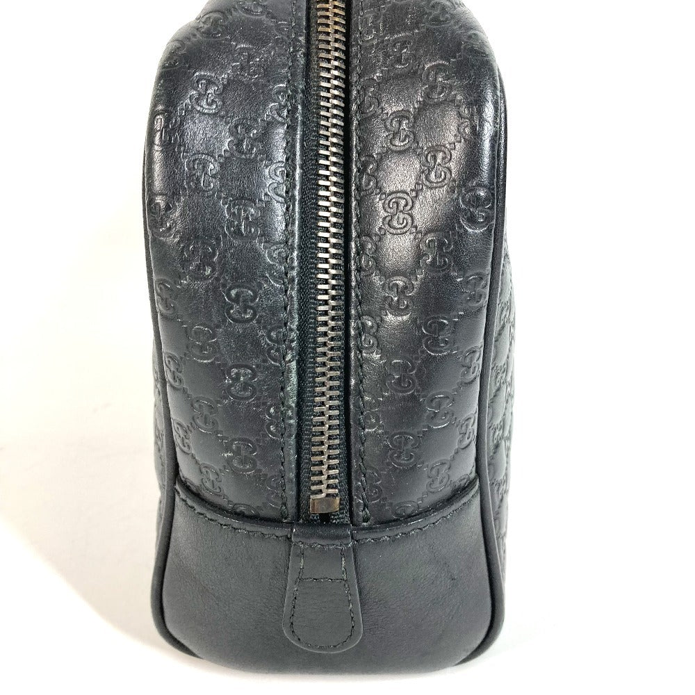 GUCCI 419775 Guccissima GG Logo Clutch Bag/Pouch with Handle/Second Bag/Shimmer Leather/Unisex Black