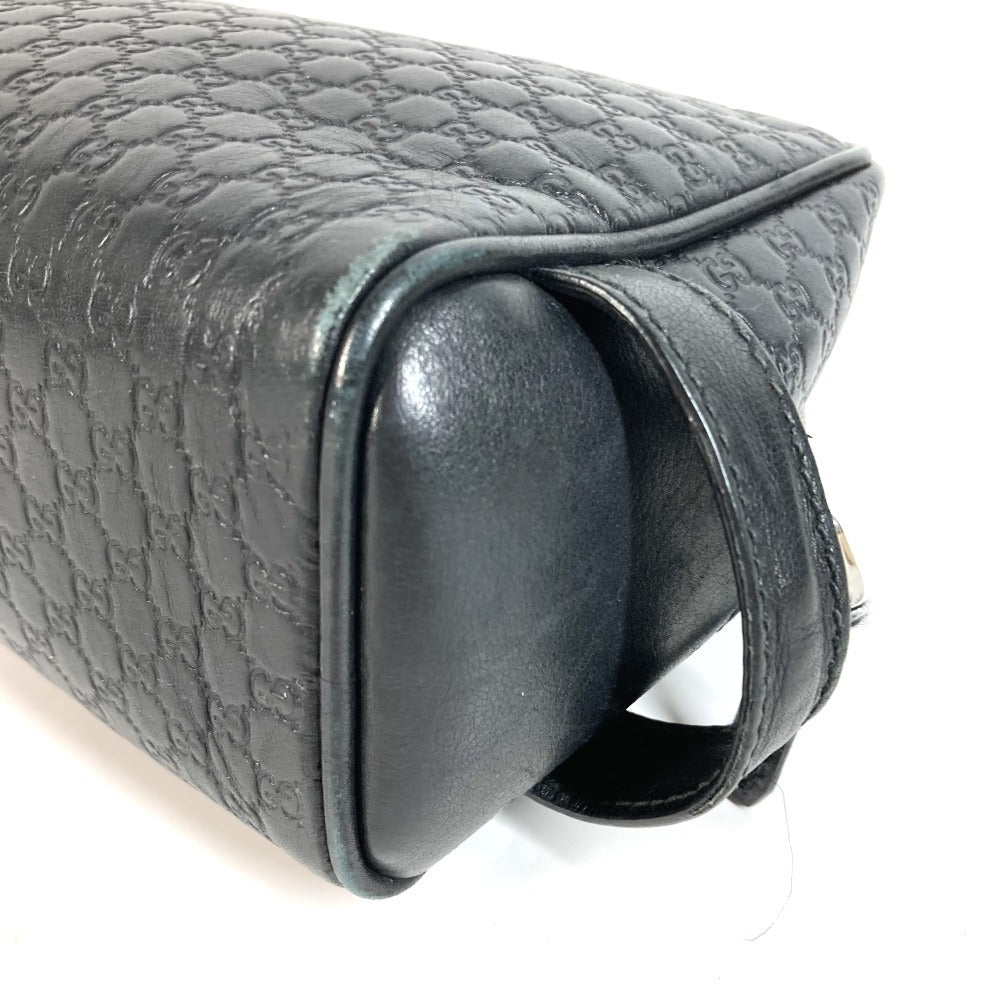 GUCCI 419775 Guccissima GG Logo Clutch Bag/Pouch with Handle/Second Bag/Shimmer Leather/Unisex Black