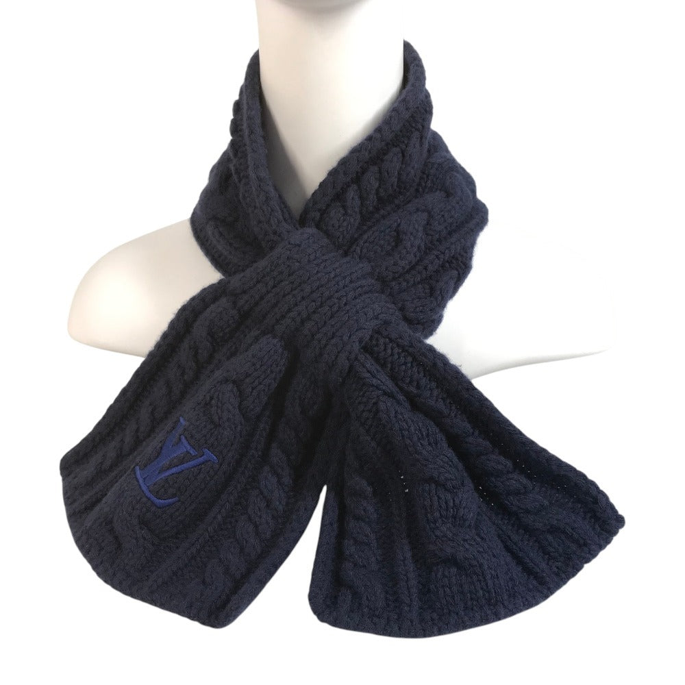 LOUIS VUITTON M96755 Scarf Only LV Mini Cable Knit Tippet Scarf Wool Unisex Navy