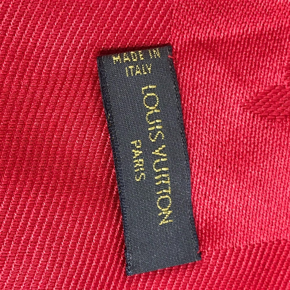 LOUIS VUITTON Monogram Large Apparel Accessory Stole Fringe Muffler Shawl Wool Unisex Red