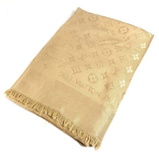 LOUIS VUITTON モノグラム 大判 アパレル小物 ストール フリンジ マフラー ショール ウール ユニセックス ベージュ